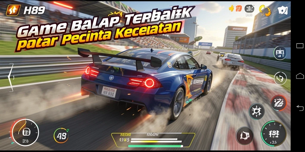 Screenshot H89 menunjukkan aksi balapan yang mendebarkan di berbagai trek.