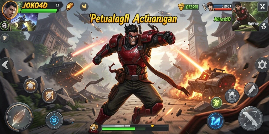 Tampilan gameplay aksi seru di JOKO4D menunjukkan pertempuran yang intens.