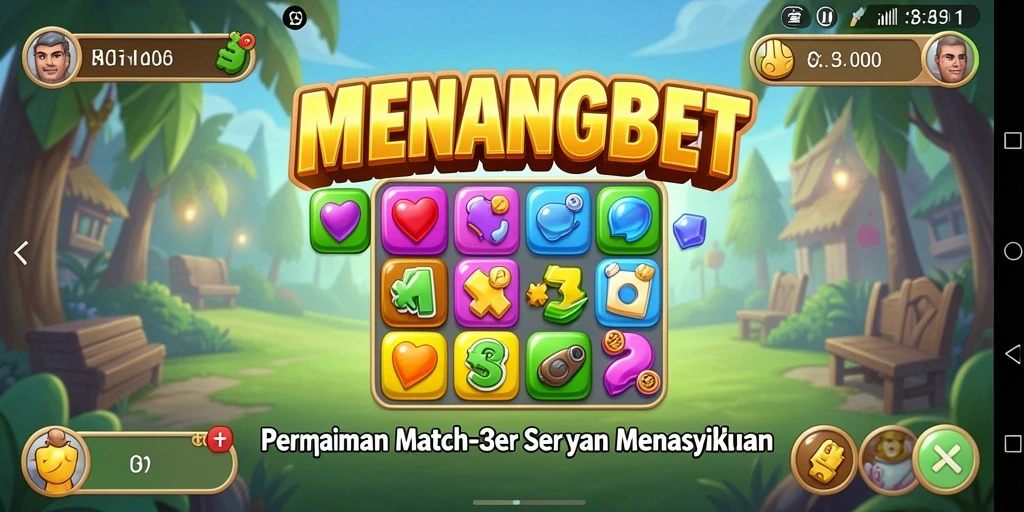 Tampilan menarik dari gameplay Match-3 MENANGBET.