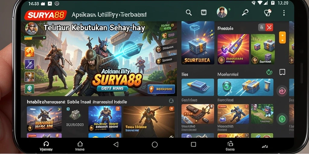 Tampilan aplikasi SURYA88 dengan fitur-fitur Utility yang memukau.